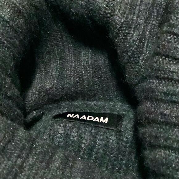 Naadam 100% Cashmere Thick Ribbed Knit Turtleneck Tunic Sweater Green 1x - Picture 7 of 9